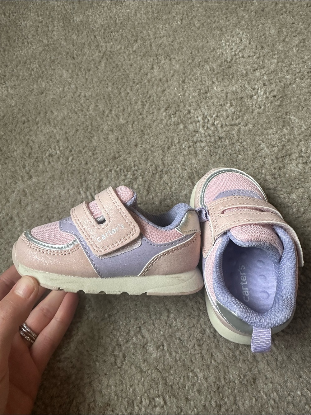 Carter's Pink and Lavender Hook-and-Loop Toddler Sneakers